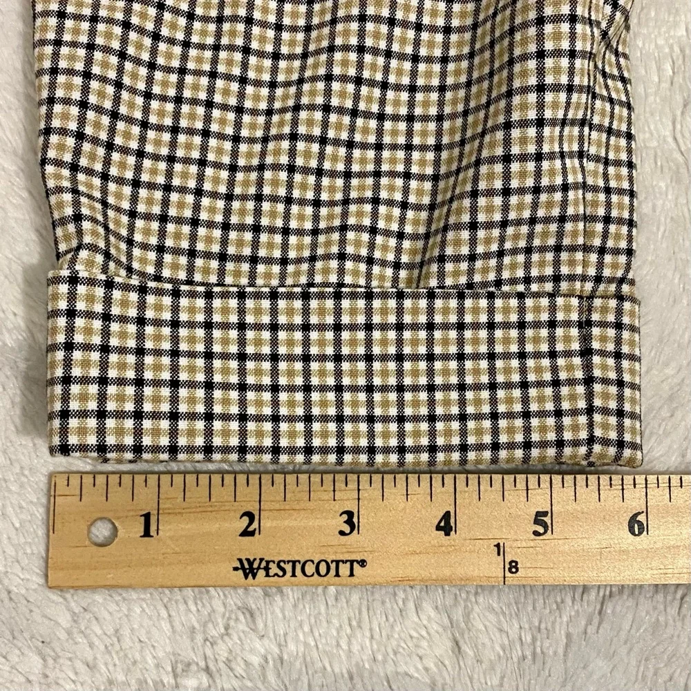 Banana Republic Plaid Cropped & Cuffed Trousers Women’s Size 4 White Black Tan